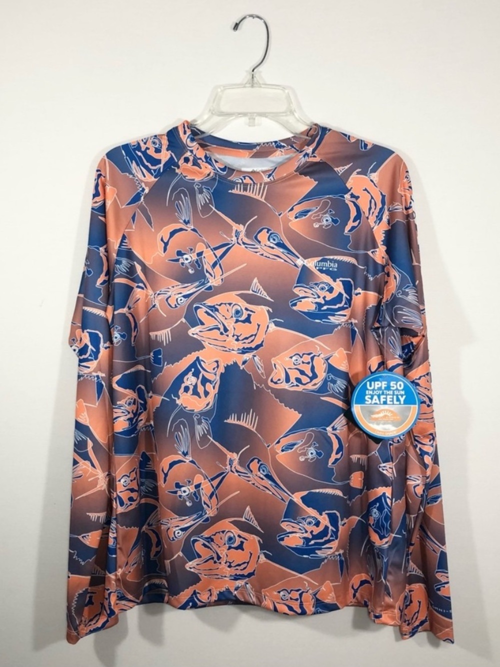 NWT COLUMBIA Tidal UPF50+ Long-Sleeve Performance Tee in Fish Print - Picture 6 of 15